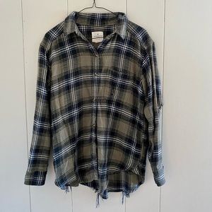 Oversized Distressed Flannel, Small, American Eagle